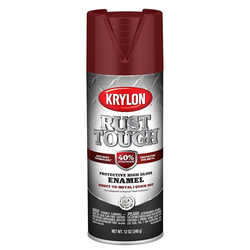 Krylon Rust Tough K09221008 Enamel Spray Paint, Gloss, Burgundy, 12 oz, Can (Pack of 6)