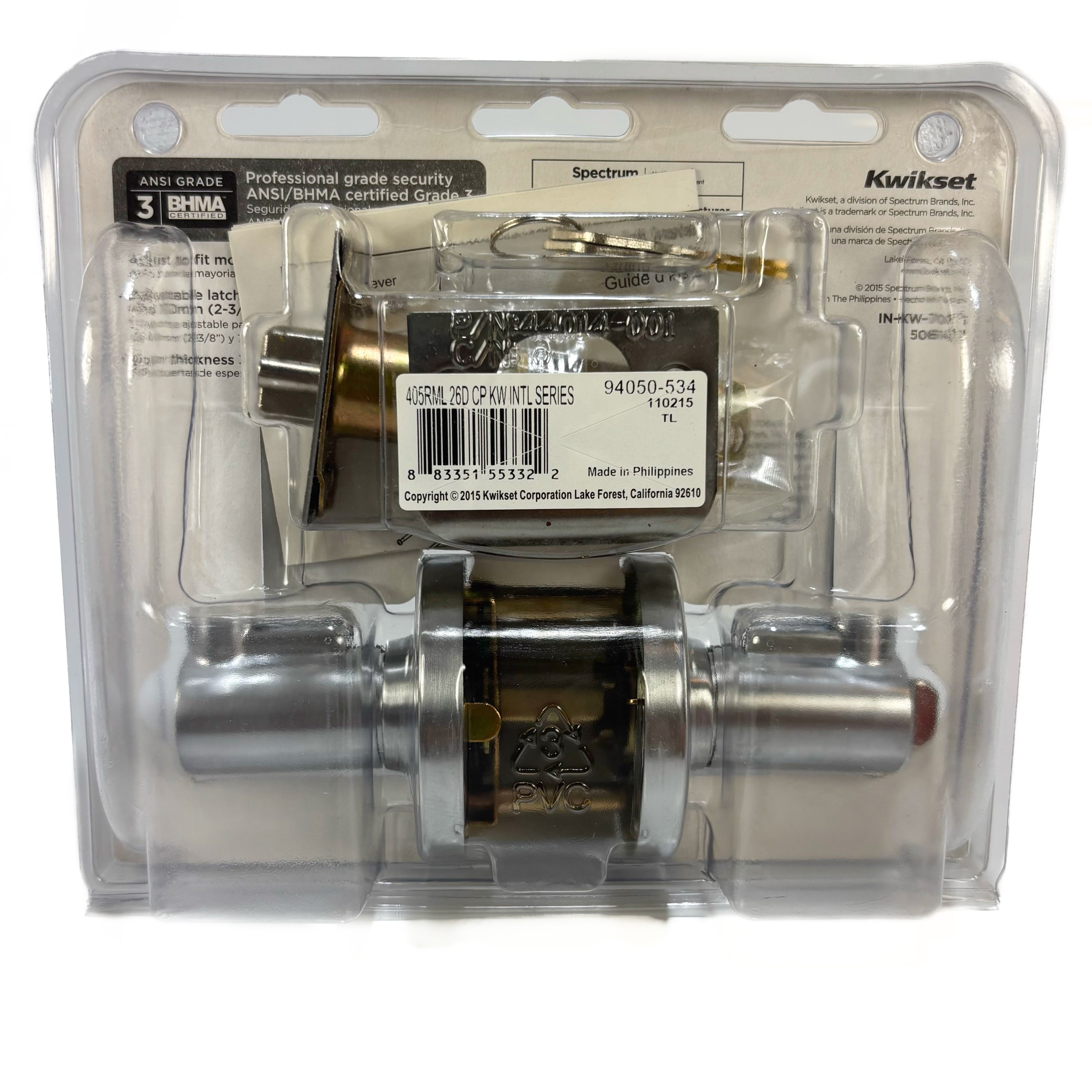 Rimini Keyed Entry Leverset Round Back Satin Chrome