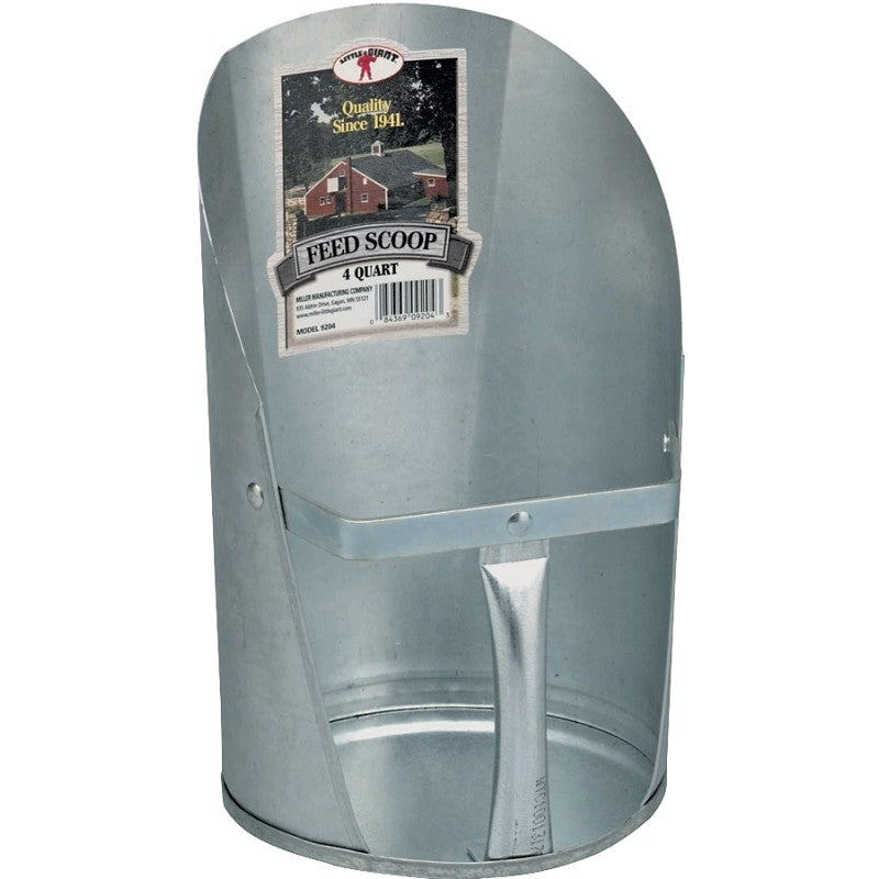 Little Giant 9204 Feed Scoop, 4 qt Capacity, Steel, Galvanized, 6-3/4 in L