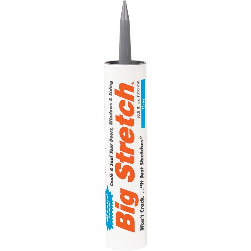 Big Stretch 10010 Caulk, Gray, 4 to 5 days Curing, 40 to 120 deg F, 10.5 oz Cartridge (Pack of 12)