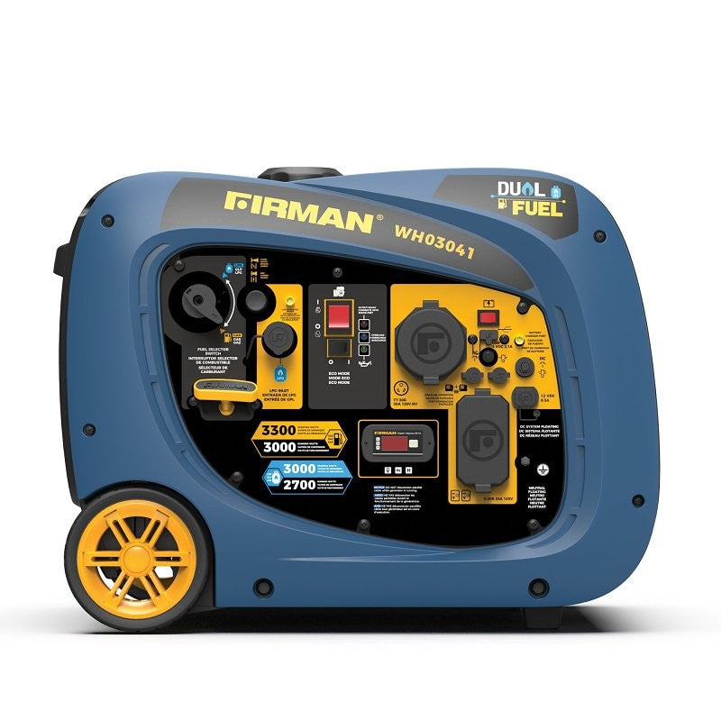 Firman WH03041 Portable Generator, 120 V, 3300 W Output Gasoline, 3300 W Output LPG, 1.8 gal Tank