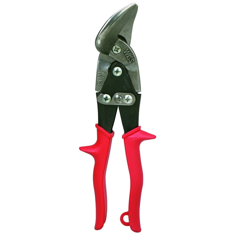 Crescent Wiss M6R Aviation Snip, 9-1/4 in OAL, Straight Cut, Molybdenum Steel Blade, Non-Slip Grip Handle, Red Handle