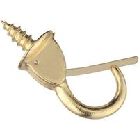 Safety Cup Hooks 7/8 Inch Brass Plated 4 Pack