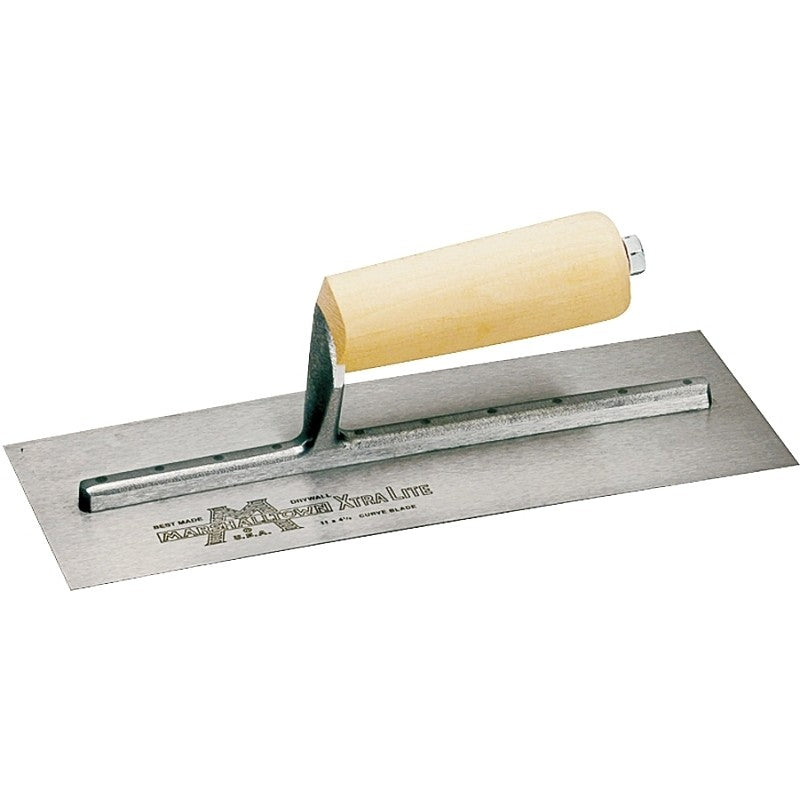 Marshalltown 12A Drywall Trowel, 4-1/2 in W Blade, 14 in L Blade, HCS Blade, Straight Handle, Hardwood Handle