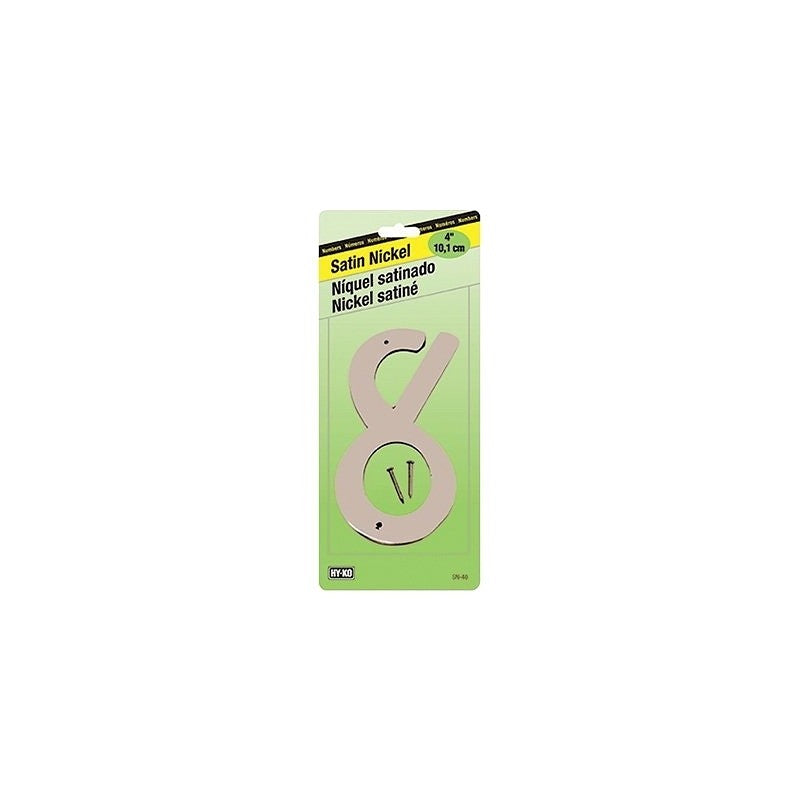 HY-KO SN-40/8 House Number, Character: 8, 4 in H Character, Nickel Character, Zinc (Pack of 10)