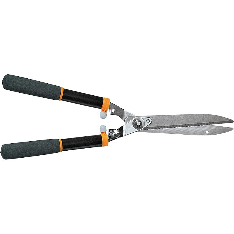 Fiskars 391814-1001 Hedge Shear, Serrated Blade, 10 in L Blade, Carbon Steel Blade, Steel Handle, Non-Slip Grip Handle