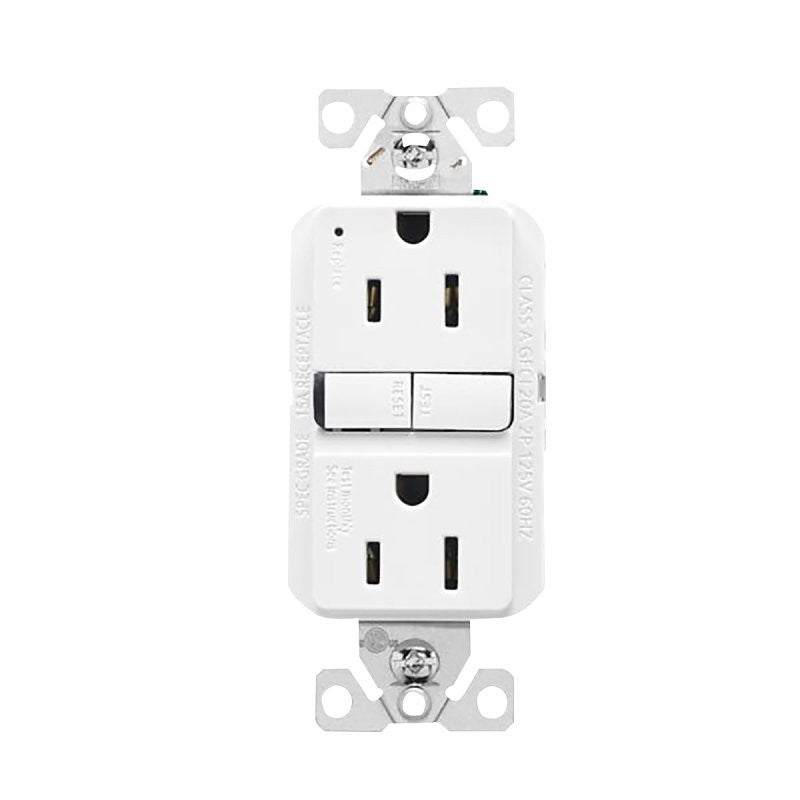 Eaton GF15W-3-L GFCI Receptacle, 125 V, 15 A, NEMA: NEMA 5-15R, Back, Side Wiring, White