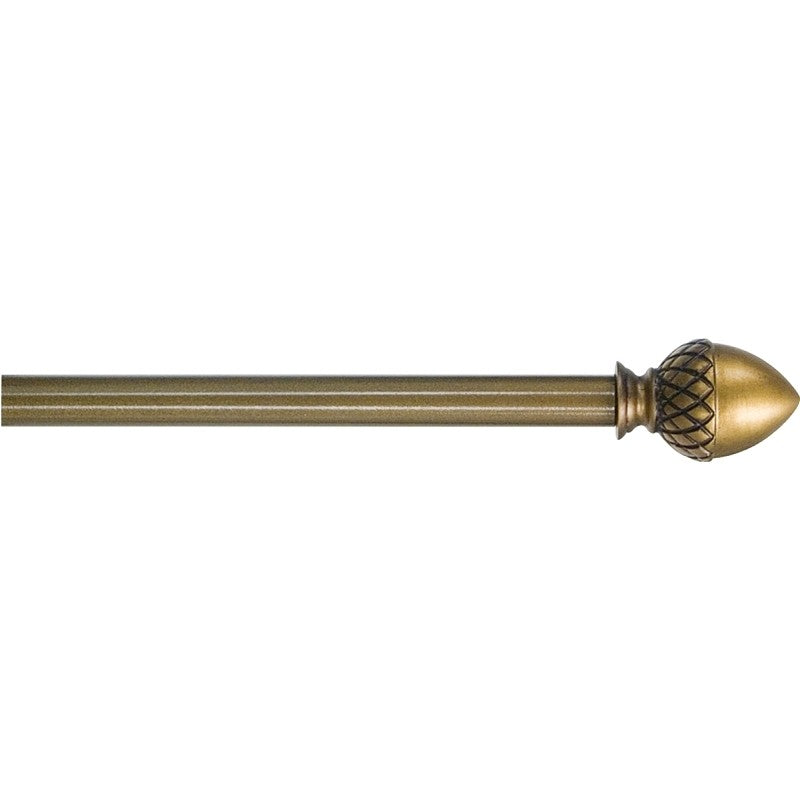 Kenney KN44100 Finial Rod, 1/2 in Dia, 28 to 48 in L, Plastic, Antique Brass