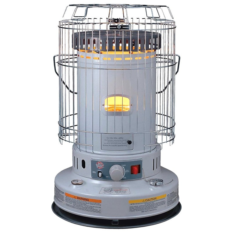 Kero World KW-24G Portable Heater, 1.9 gal Fuel Tank, Kerosene, 23800 Btu, 1000 sq-ft Heating Area, Gray