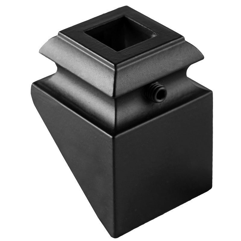 Nuvo Iron SQIAS Series Baluster Railing Decorative Shoe, Angled, Steel, Black, Matte/Powder-Coated