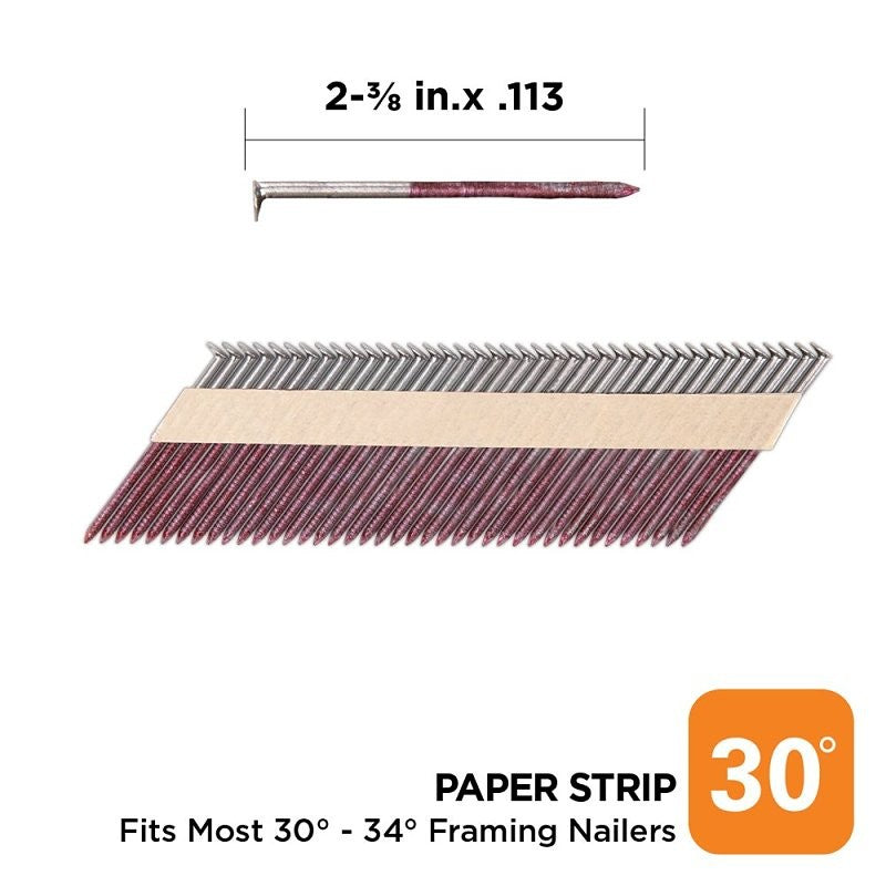 ProFIT 600360 Collated Nail, 2-3/8 in L, Bright, Round Head, Ring Shank