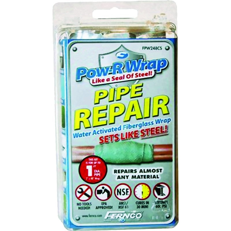 Pow-R Wrap FPW248CS Pipe Repair Wrap Kit, 48 in L, 2 in W, Epoxy/Fiberglass, Gray