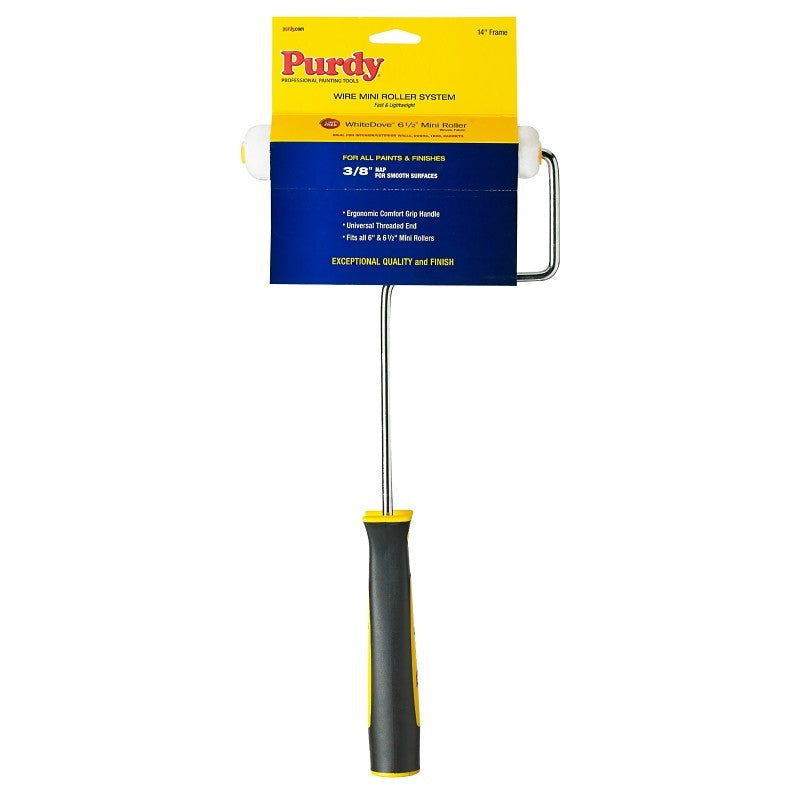 Purdy 140765014 Mini Roller System, 14 in L, 3/8 in Nap, Fabric Roller, 6-1/2 in L Roller