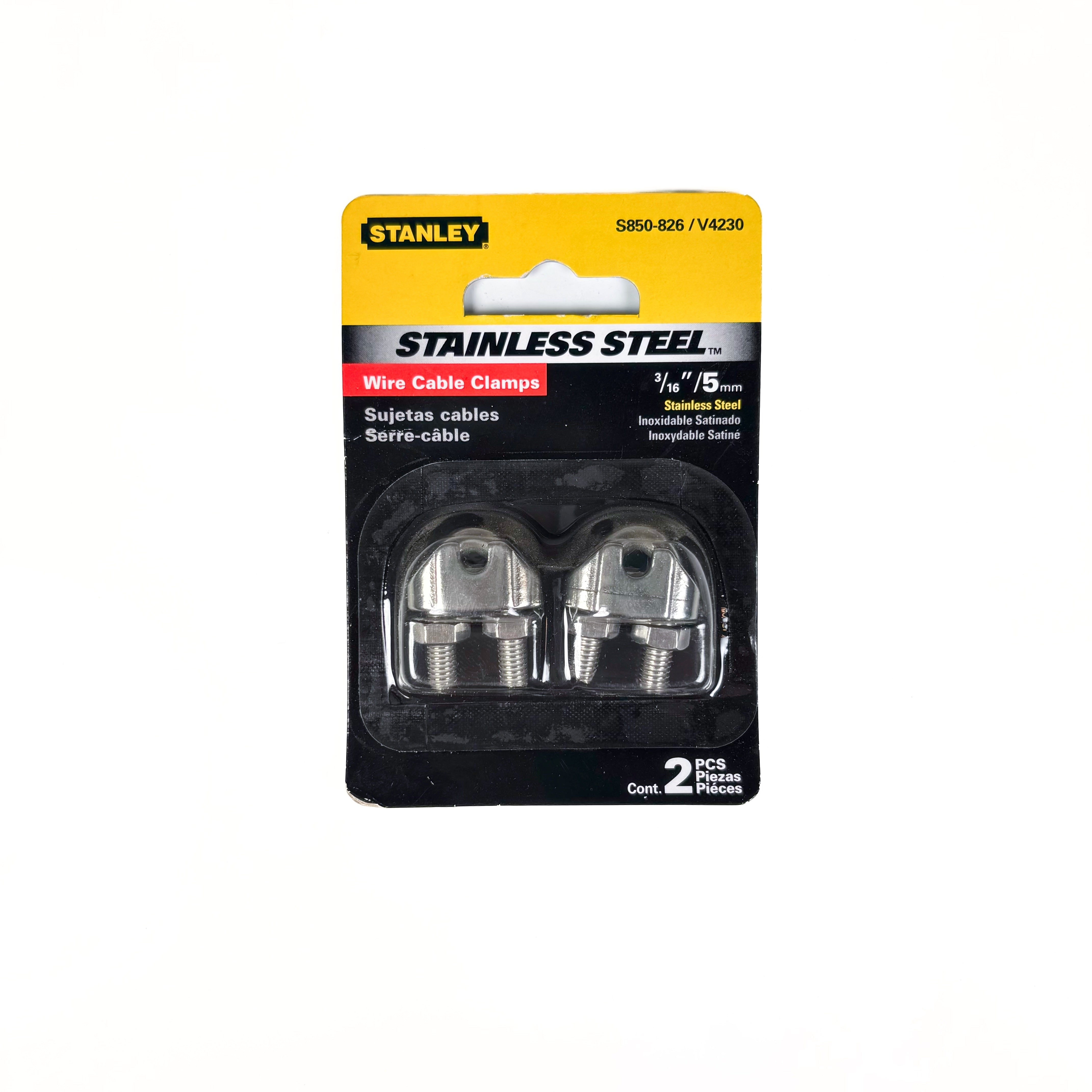 Wire Cable Clamps 3/16 Inch Stainless Steel 2 Pack