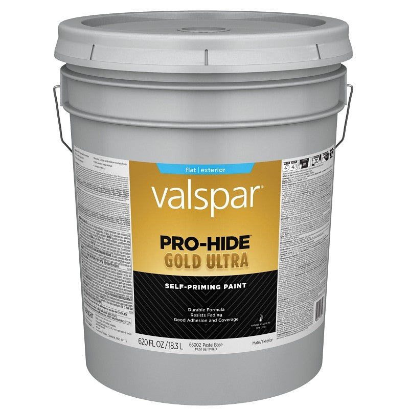 Valspar Pro-Hide Gold Ultra 6500 028.0065002.008 Latex Paint, Acrylic Base, Flat Sheen, Pastel Base, 5 gal