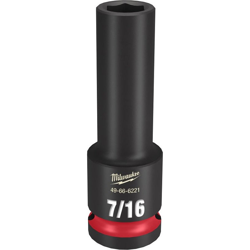 Milwaukee SHOCKWAVE Impact Duty Series 49-66-6221 Deep Impact Socket, 7/16 in Socket, 1/2 in Drive, Square Drive