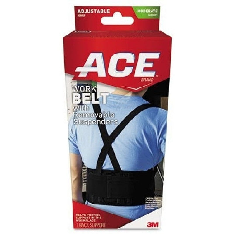 ACE 208605 Work Belt, 48 in Waist, Latex/Nylon/Polyester, Black