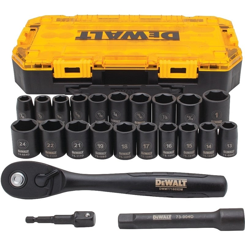 DEWALT DWMT74739 Socket Set, CR-440 Steel, Black Oxide, Specifications: 1/2 in Drive Size