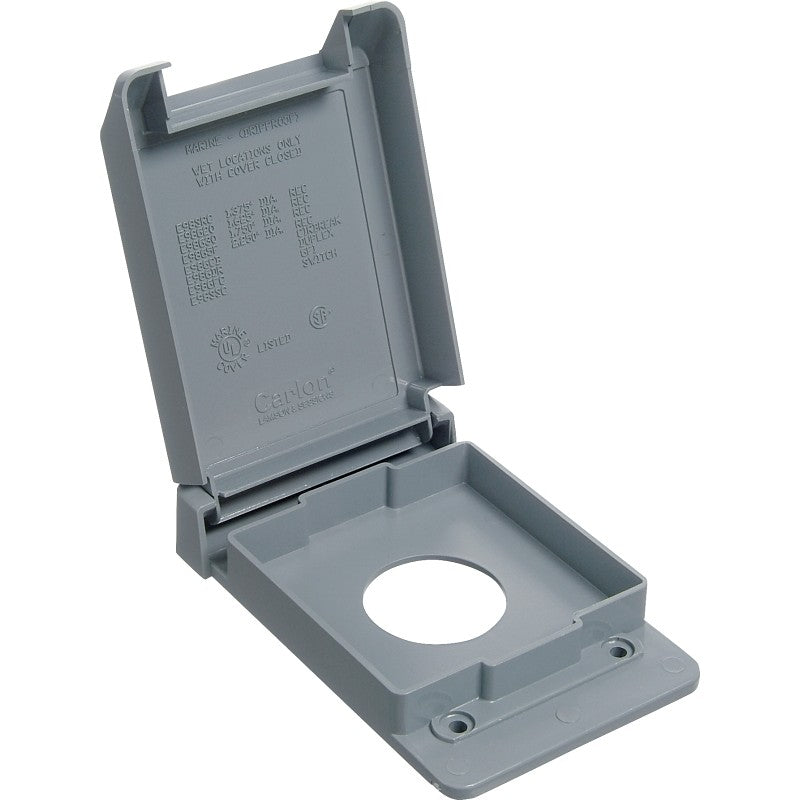 Carlon E98SRCN-CAR Device Cover, 4-53/64 in L, 3-11/16 in W, Rectangular, 1-Gang, Textured, Plastic, Gray