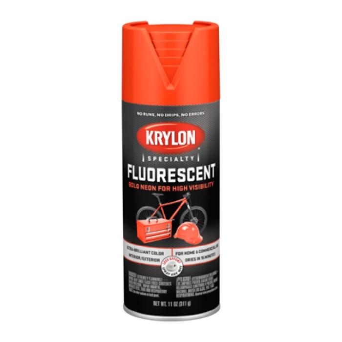 Krylon K03101007 Fluorescent Spray Paint, Gloss, Orange/Red, 11 oz, Can