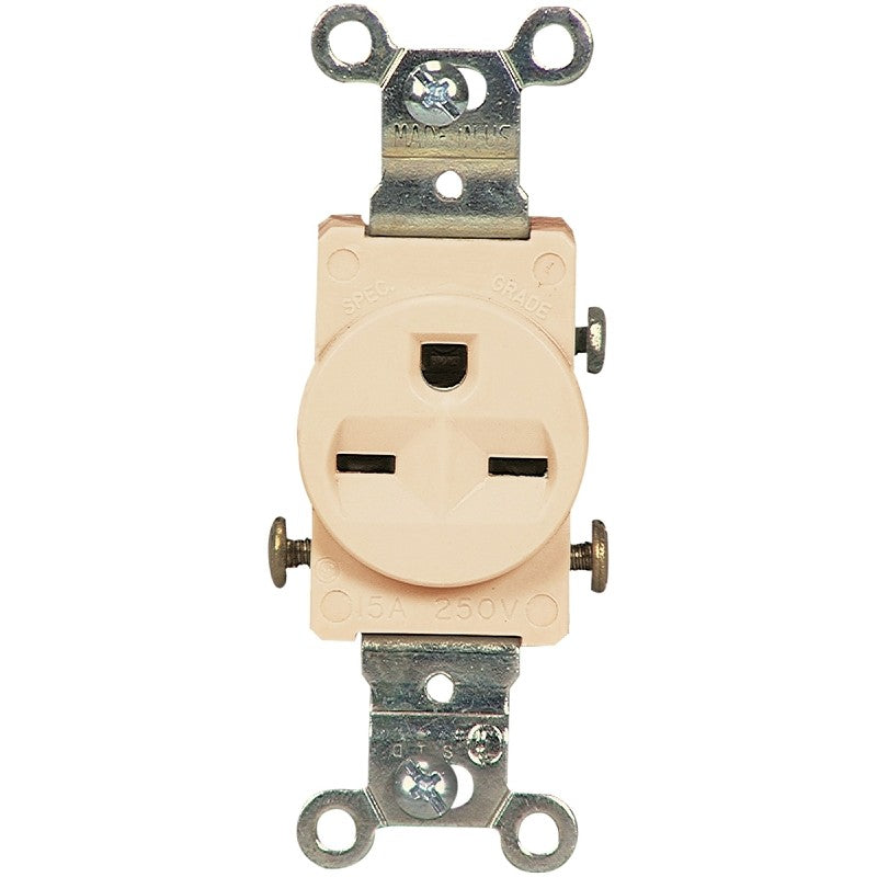 Eaton Wiring Devices 816V-BOX Single Receptacle, 2 -Pole, 250 V, 15 A, Side Wiring, NEMA: NEMA 6-15R, Ivory