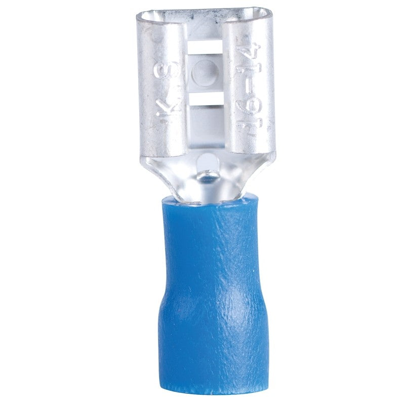 Gardner Bender 10-143F Disconnect Terminal, 600 V, 16 to 14 AWG Wire, 1/4 in Stud, Vinyl Insulation, Blue, 100/PK