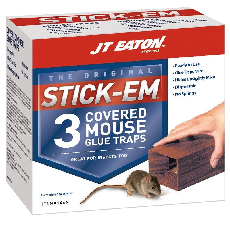 J.T. Eaton 144N Mouse Glue Trap, 6 in L, 3-1/2 in W, 2-1/2 in H, Glue Locking