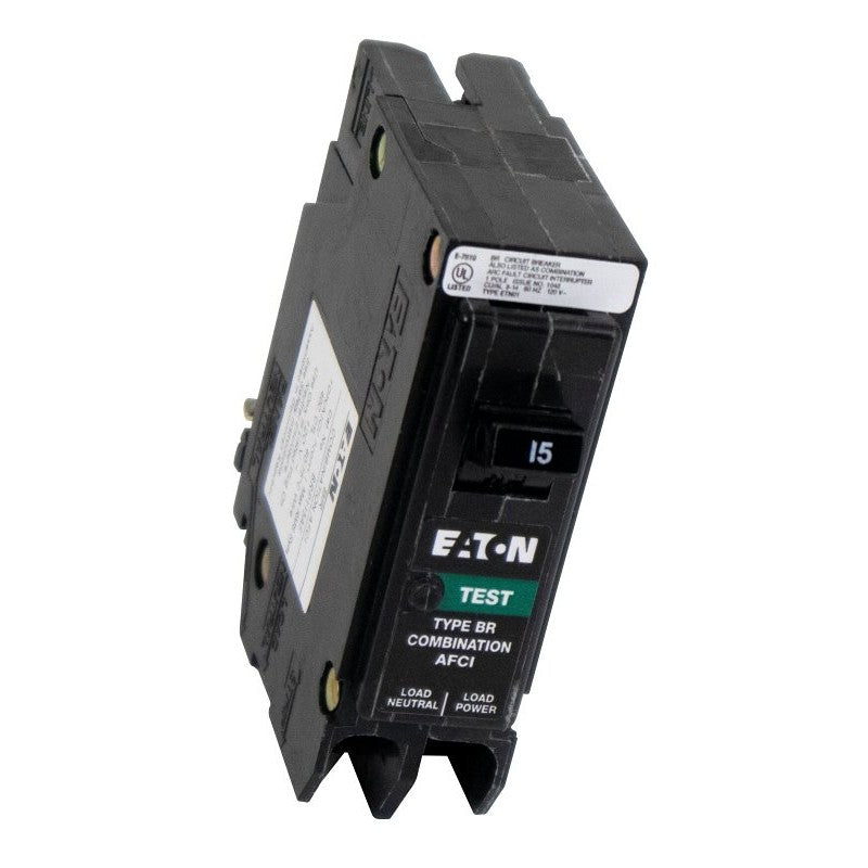 Eaton BRP115AF Circuit Breaker, Type BR Combination AFCI, 15 A, 1-Pole, 120 V, Plug