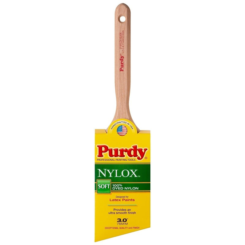 Purdy Nylox Glide 144152230 Paint Brush, 3 in W, Nylon Bristle, Fluted Handle
