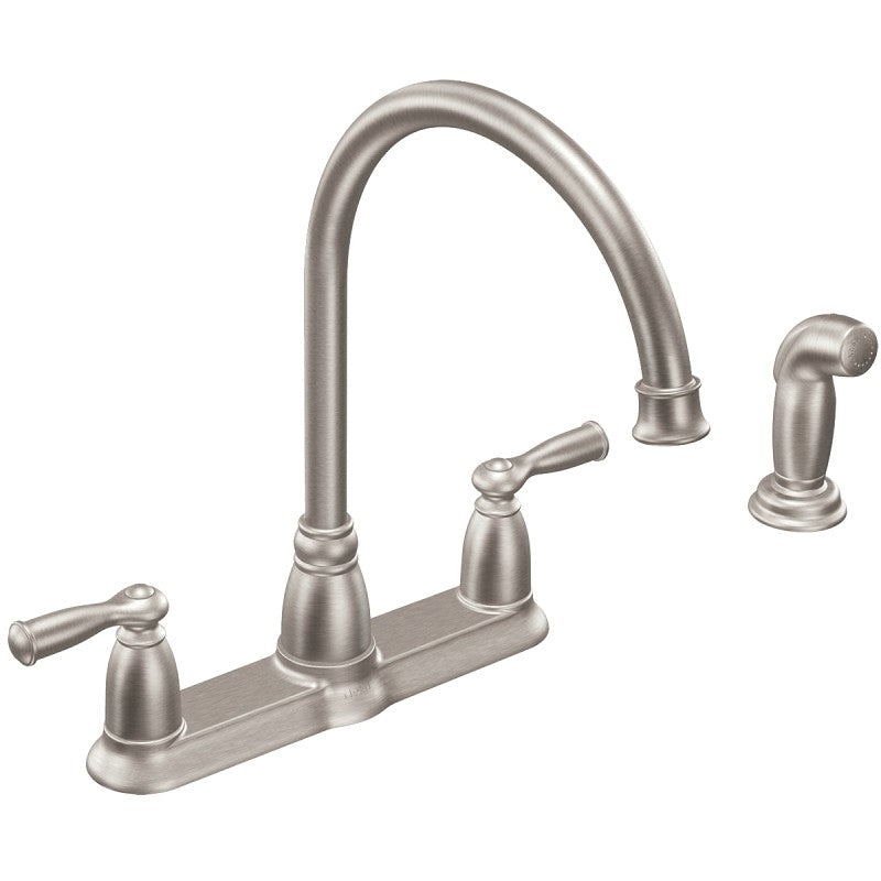 Moen Banbury Series CA87000SRS Kitchen Faucet, 1.5 gpm, 2-Handle, Stainless Steel, Stainless Steel, Lever Handle