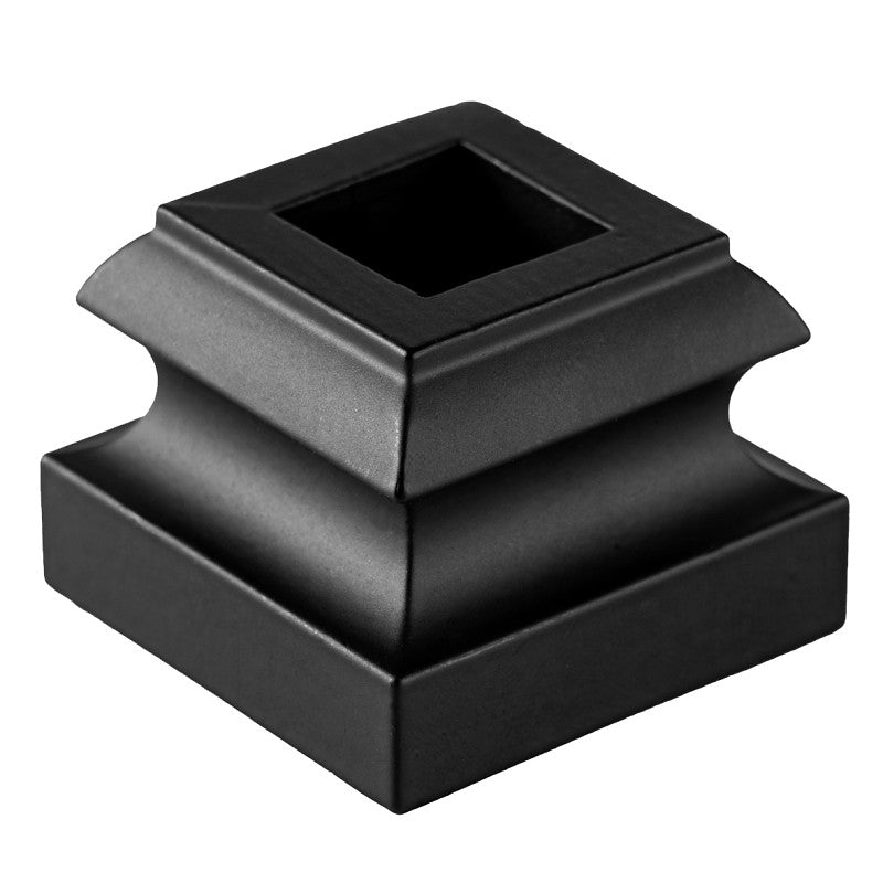 Nuvo Iron SQISS Series Baluster Railing Decorative Shoe, Straight, Steel, Black, Matte/Powder-Coated