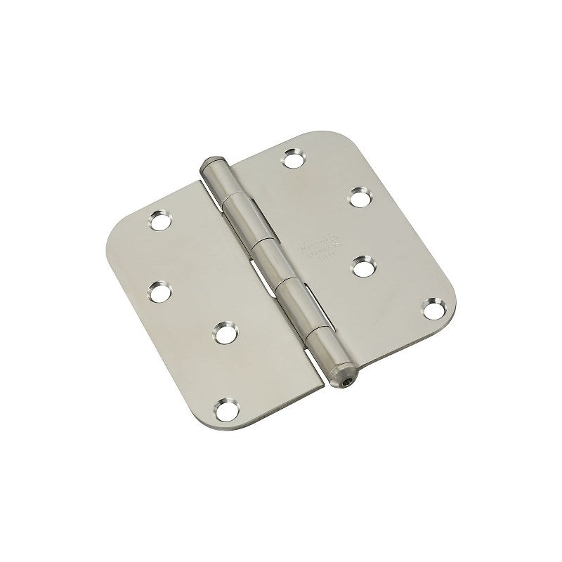 National Hardware N225-979 Door Hinge, 5/8 in Corner Radius, 3-1/2 in H Frame Leaf, Stainless Steel