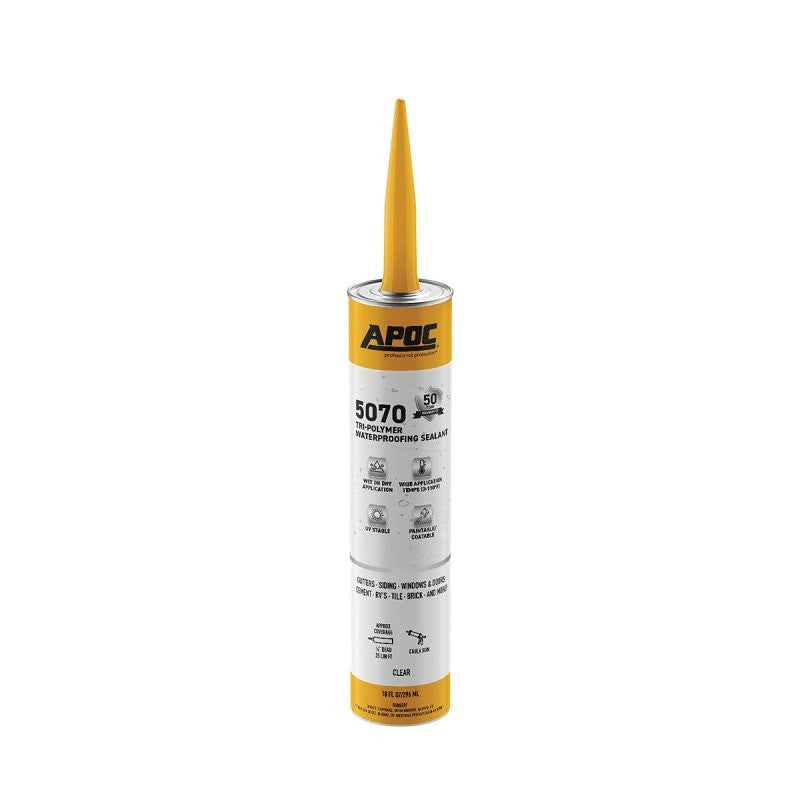 APOC AP-5070 Series AP-5070-0-61 Tri-Polymer Waterproofing Sealant, Clear, Liquid, 10 oz, Tube (Pack of 12)