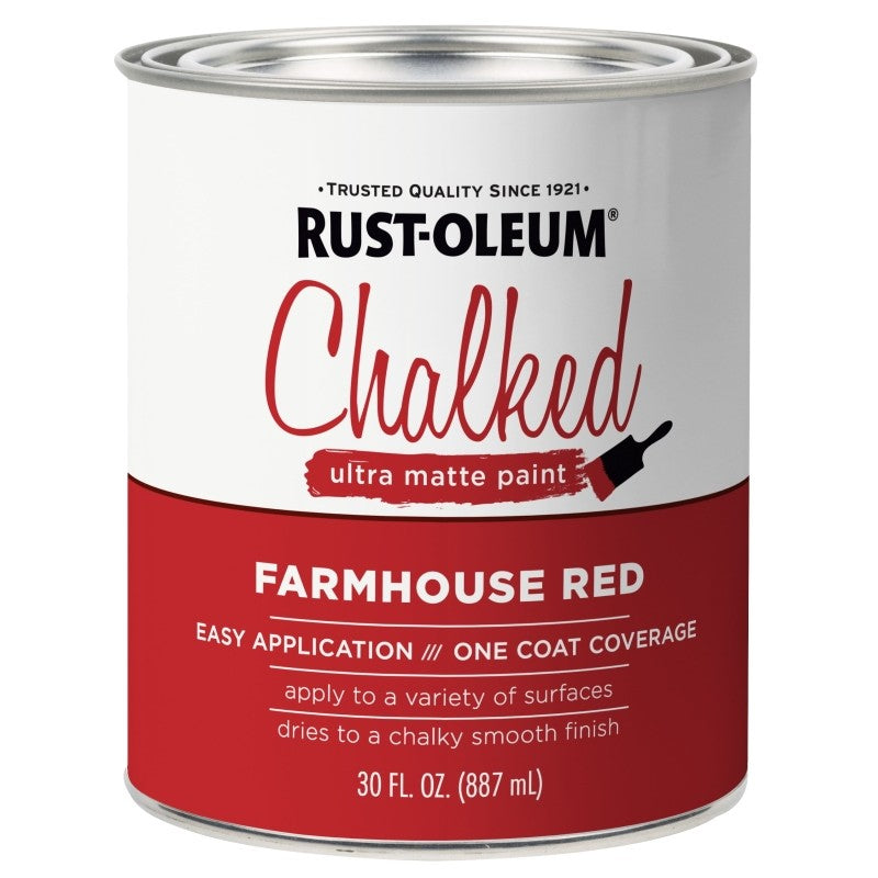 Rust-Oleum 329211 Chalk Spray Paint, Ultra Matte Chalky, Farmhouse Red, 30 oz, Can (Pack of 2)