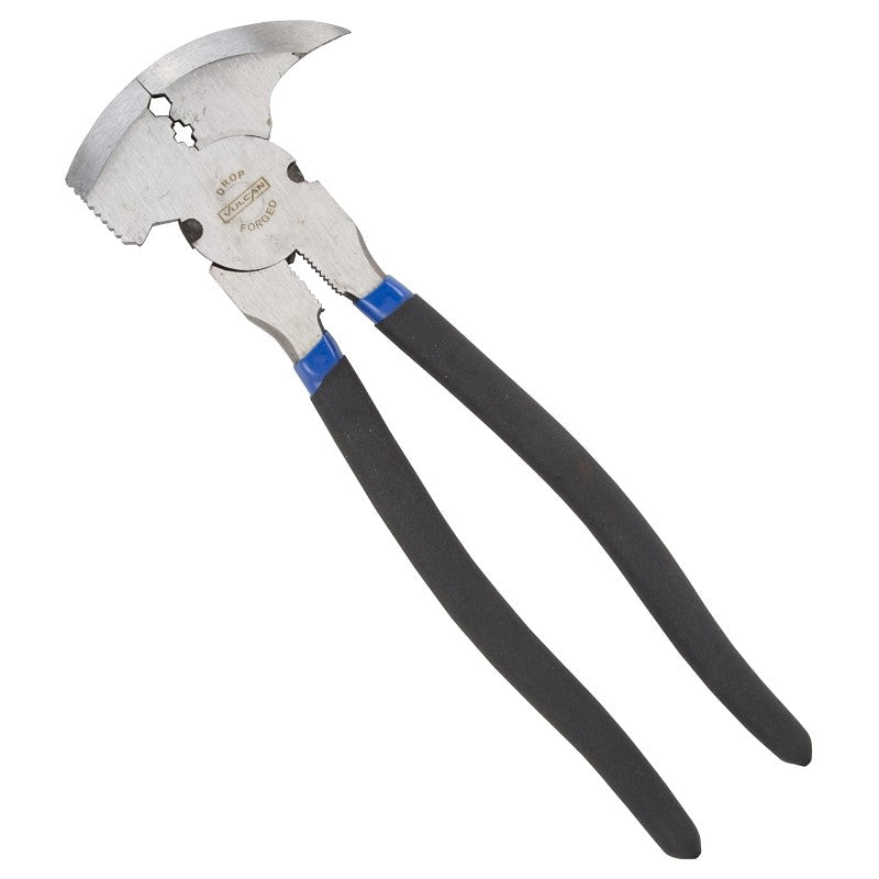 Vulcan PC990-01 Fencing Plier, 2.3 mm Cutting Capacity, 10 in OAL, 1 in L Jaw, 3-1/8 in W Jaw, Carbon Steel Jaw