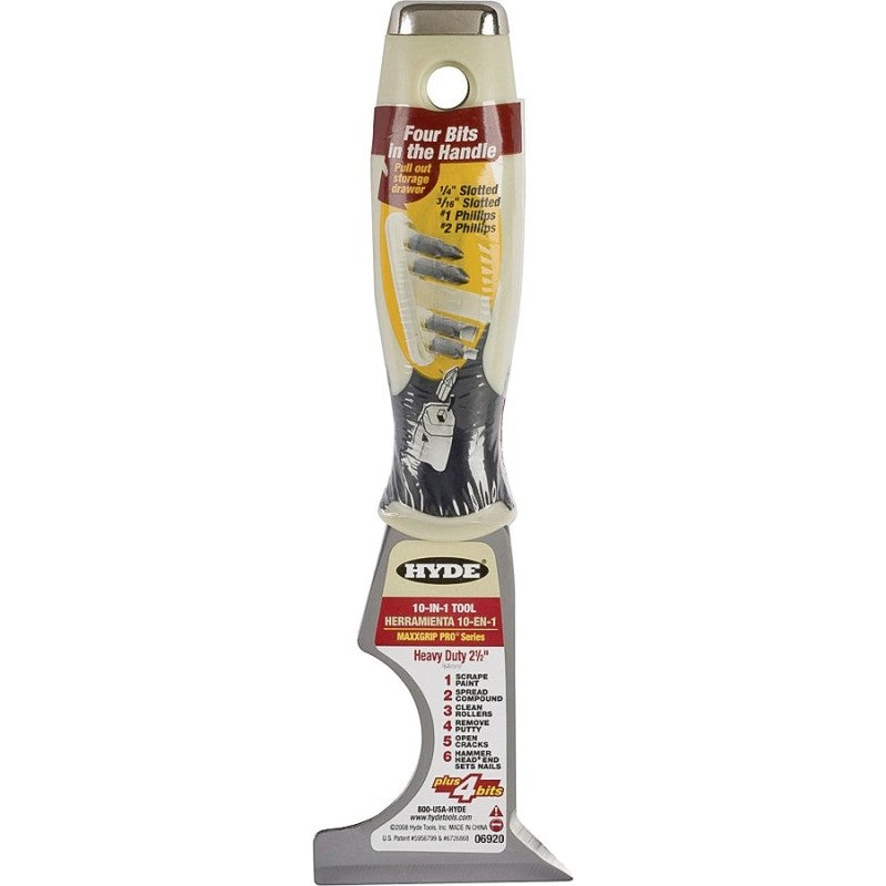 Hyde 06920 Multi-Tool, 2-1/2 in W Blade, 1-Edge Blade, HCS Blade, Polypropylene Handle, Soft Grip Handle, 8-1/8 in OAL