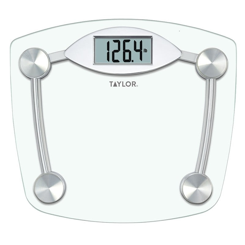 Taylor 75064192 Digital Bathroom Scale, 400 lb Capacity, LCD Display, Glass Housing Material, Clear, 13 in OAW (Pack of 2)