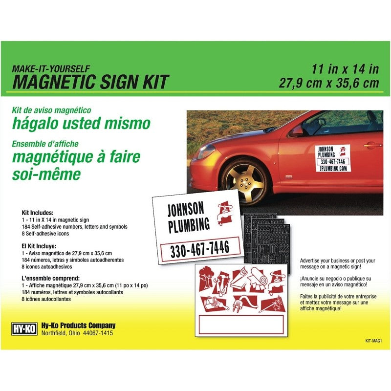 Hy-Ko KIT-MAG1 Sign Kit, Blank (Make Your Own Message), Black Legend, White Background, Magnetic (Pack of 3)