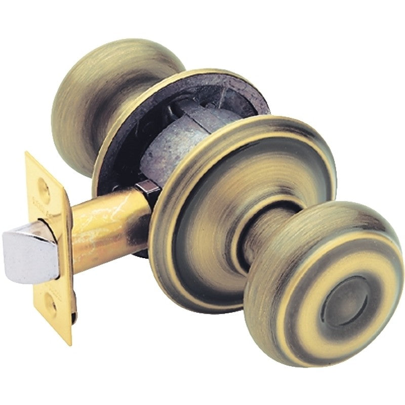 Schlage F Series F10VGEO609 Passage Knob, Georgian, Round, 2-3/4 in Dimensions, Metal, Full Lip Round Corner Strike