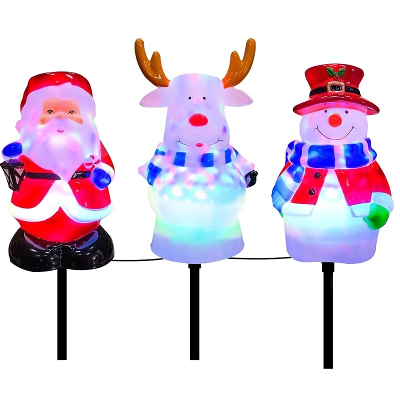 Hometown Holidays 92706 Snowman/Santa/Moose Stake Set (Pack of 10)