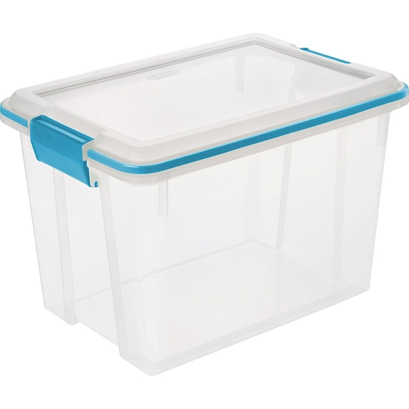 Sterilite 19324306 Gasket Box, Plastic, Blue Aquarium/Clear, 16-1/8 in L, 11-1/4 in W, 10-7/8 in H (Pack of 6)