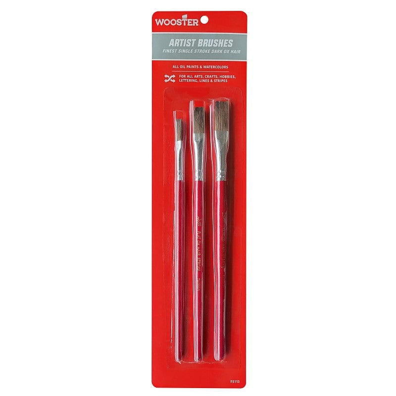 Wooster F5113 Artist Paint Brush Set, Plastic Handle, 7-3/4 in OAL