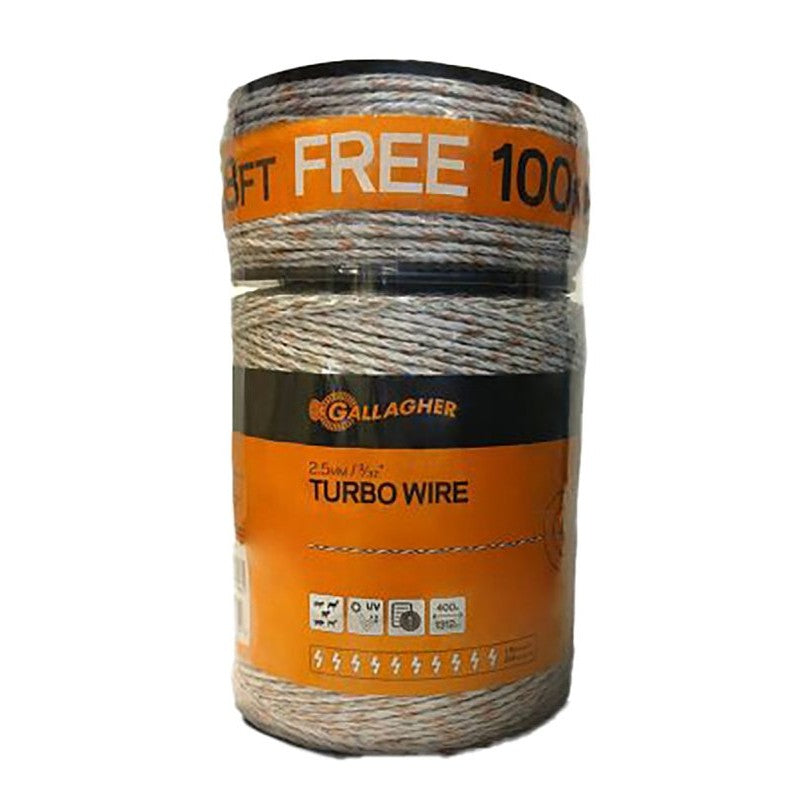 Gallagher G620564 Turbo Wire, Metal Conductor, Ultra White, 1312 ft L
