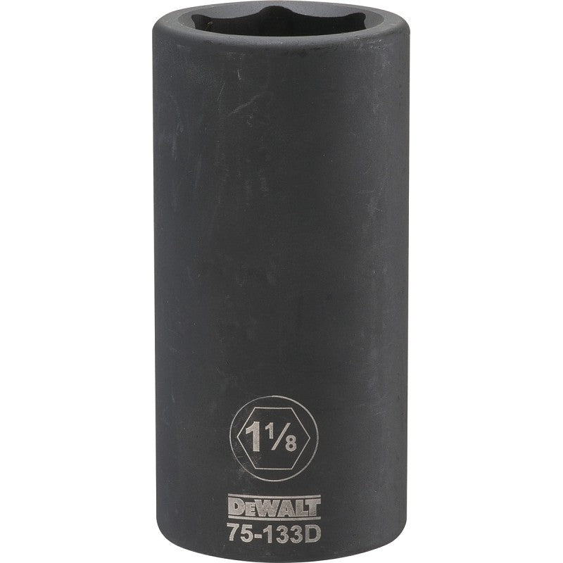 DEWALT DWMT75133OSP Impact Socket, 1-1/8 in Socket, 1-13/32 in D Socket, 3/4 in Drive, 6-Point, CR-440 Steel