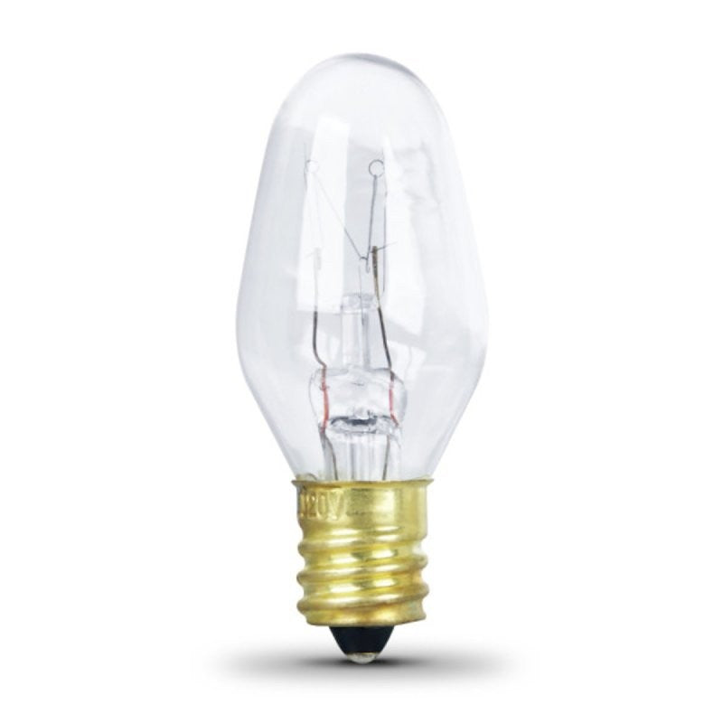 Feit Electric BP4C7/4 Incandescent Lamp, Clear Lamp, 4 W, Candelabra E12 Lamp Base, 2700 K Color Temp