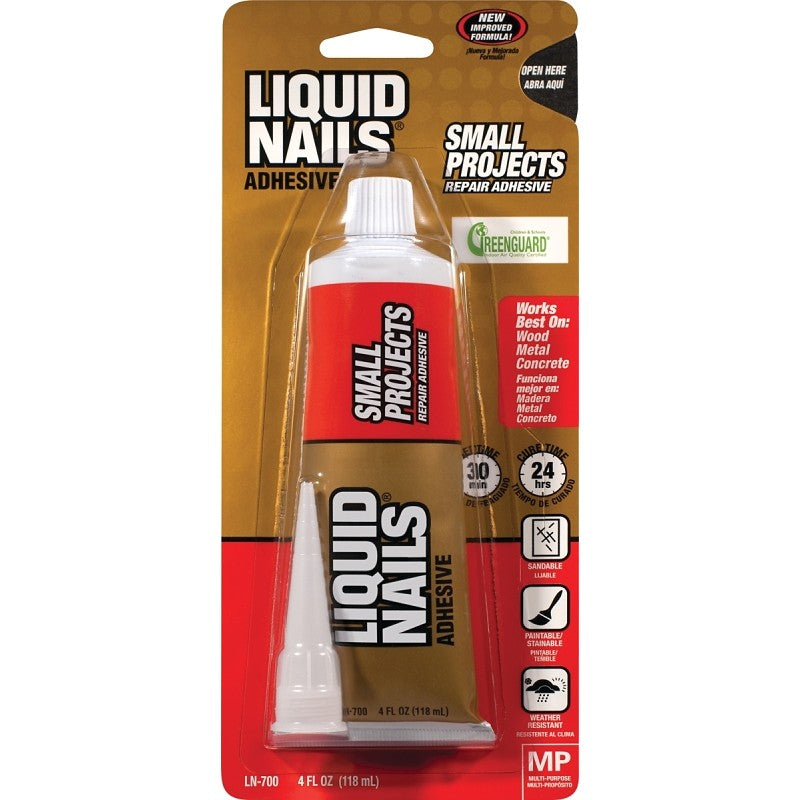 Liquid Nails LN-700 Construction Adhesive, White, 4 oz Squeeze Tube (Pack of 6)