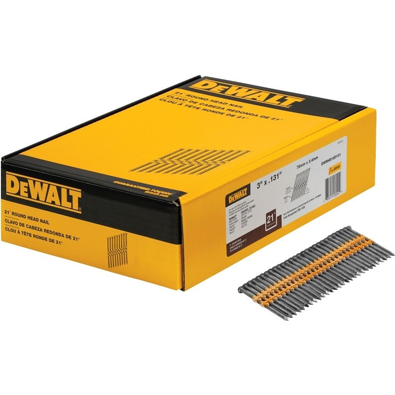 DEWALT DWRHS10D131 Framing Nail, 3 in L, 9, Steel, Bright, Full Round Head, Smooth Shank