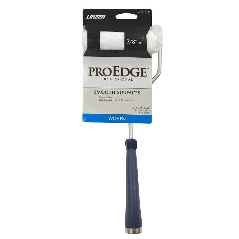 Linzer MT101-11 Mini Roller, 3/8 in Nap, Fabric Cover, Threaded Handle, 4 in L Roller