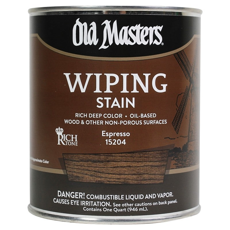 Old Masters 15204 Wiping Stain, Clear, Espresso, Liquid, 1 qt