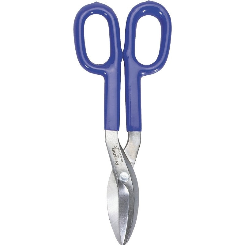 Irwin 22010 Tinner Snip, 10 in OAL, 2 in L Cut, Curved, Straight Cut, Steel Blade, Double-Dipped Handle, Blue Handle